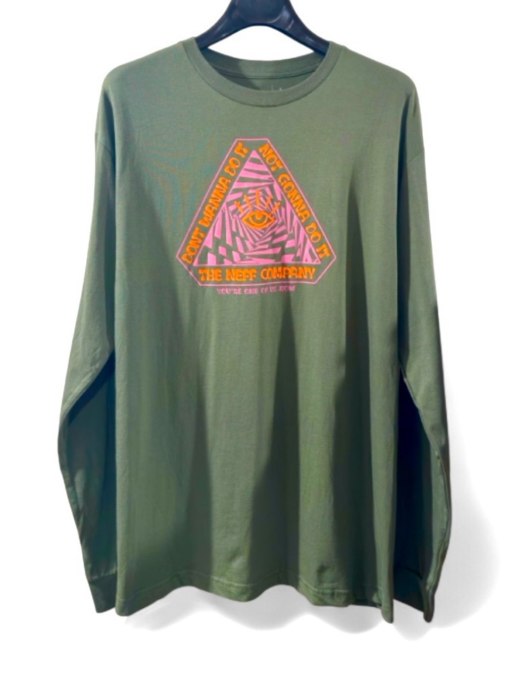 Y2K Neff Olive Green Long-Sleeve Graphic T-shirt Size Men’s Large (NWT)